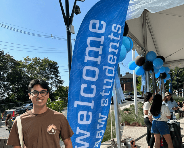 Arman Kassam during move-in at Tufts University